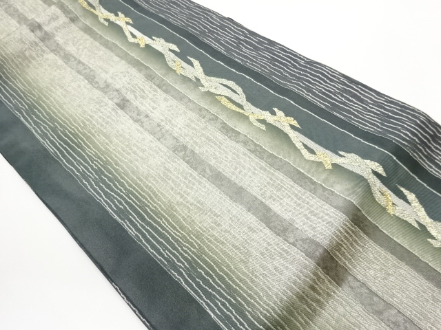 Nagoya obi woven with stripes and abstract pattern